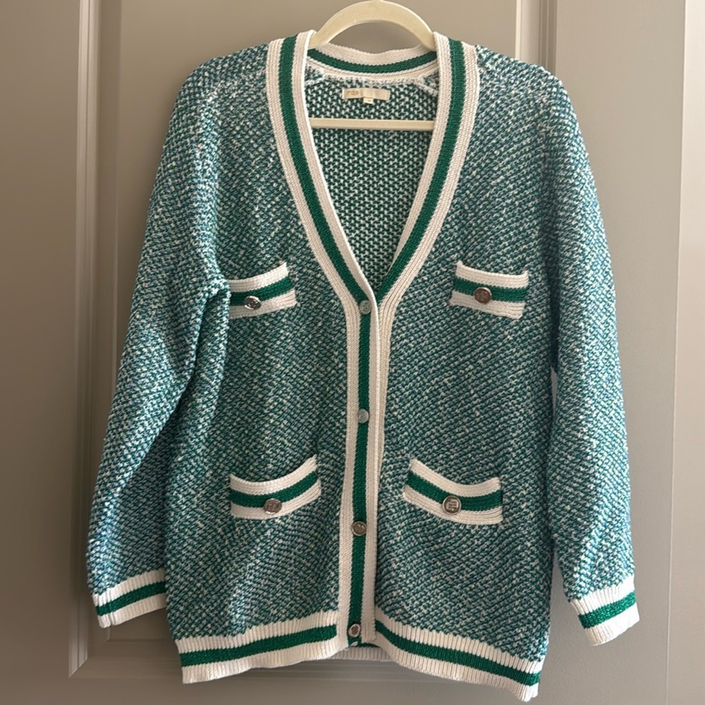 MAJE Maitresse Metallic Threaded Cardigan Sz 3 (Large)
